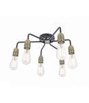 Lampa tavan Kiefer 6 Light Flush Black & Antique Brass