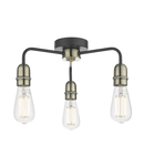 Lampa tavan Kiefer 3 Light Flush Black & Antique Brass