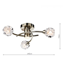 Lampa tavan Seattle 3 Light Semi Flush Antique Brass