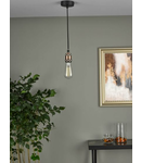 Lampa suspendata Waco 1 Light E27 Suspension Antique Copper Matt Black