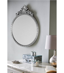 Oglinda Laura Ashley Overton Ornate Round Mirror Silver Frame 73 x 58cm