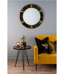 Oglinda Sidone Round Mirror With Black/Gold Foil Detail 80cm
