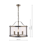 Lampa suspendata Laura Ashley Harrington 3lt Pendant Antique Brass Glass