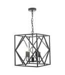 Lampa suspendata Jepsen 4 Light Lantern Black & Bevelled Edge Glass