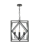 Lampa suspendata Jepsen 4 Light Lantern Black & Bevelled Edge Glass