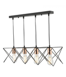 Lampa suspendata Midi 4 Light Bar Pendant Black & Copper Detail