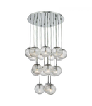 Lampa suspendata Pelagia 18 Light Cluster Pendant Polished Chrome Ribbed Glass