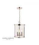 Lampa suspendata Laura Ashley Selbourne 3lt Lantern Polished Nickel Glass