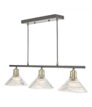 Lampa suspendata Boyd 3 Light Bar Antique Brass with Glass Shade