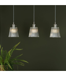 Lampa suspendata Hadano 3 Light Antique Chrome Suspension With Ribbed Glass Shades