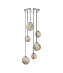 Lampa suspendata Mikara 6 Light Cluster Pendant Marble Effect Glass & Polished Chrome