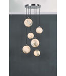 Lampa suspendata Mikara 6 Light Cluster Pendant Marble Effect Glass & Polished Chrome