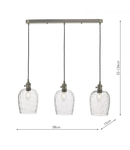 Lampa suspendata Hadano 3 Light Antique Chrome Suspension With Dimpled Glass Shades