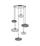 Lampa suspendata Bibiana 6 Light Cluster Pendant Clear And Smoked Textured Glass Polished Chrome