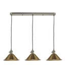 Lampa suspendata Hadano 3 Light Antique Chrome Suspension With Aged Brass Shades