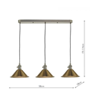 Lampa suspendata Hadano 3 Light Antique Chrome Suspension With Aged Brass Shades