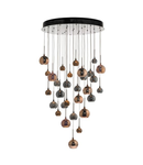 Lampa suspendata Aurelia 30lt Cluster Pendant Black Chrome & Copper/Bronze Glass 3M Drop