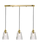 Lampa suspendata Hadano 3 Light Brass Suspension With Ribbed Glass Shades