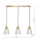 Lampa suspendata Hadano 3 Light Brass Suspension With Ribbed Glass Shades