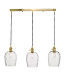 Lampa suspendata Hadano 3 Light Brass Suspension With Dimpled Glass Shades