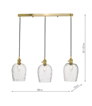 Lampa suspendata Hadano 3 Light Brass Suspension With Dimpled Glass Shades