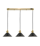 Lampa suspendata Hadano 3 Light Brass Suspension With Antique Pewter Shades