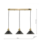 Lampa suspendata Hadano 3 Light Brass Suspension With Antique Pewter Shades