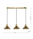 Lampa suspendata Hadano 3 Light Brass Suspension With Aged Brass Shades