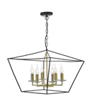 Lampa suspendata Gretchen Cage 6 Light Pendant Matt Black & Polished Brass