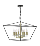 Lampa suspendata Gretchen Cage 6 Light Pendant Matt Black & Polished Brass