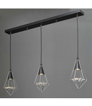 Lampa suspendata Gianni 3 Light Pendant Black, Polished Chrome & Glass