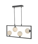 Lampa suspendata Ensio 4 Light Pendant Matt Black & Opal Glass