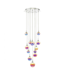 Lampa suspendata Cesario 12 Light Cluster Pendant Polished Chrome Iridised Glass LED