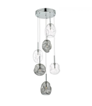 Lampa suspendata Quinn 6 Light Cluster Pendant Smoked & Clear Glass