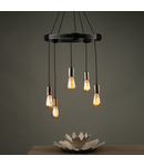 Lampa suspendata Ivan 5 Light Pendant Rustic Wood Aged Brass Detail