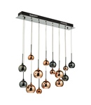 Lampa suspendata Aurelia 15lt Bar Pendant Black Chrome & Copper/Bronze Glass