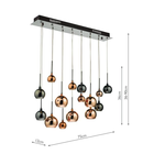 Lampa suspendata Aurelia 15lt Bar Pendant Black Chrome & Copper/Bronze Glass