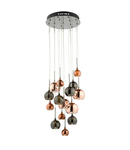 Lampa suspendata Aurelia 15lt Cluster Pendant Black Chrome & Copper/Bronze Glass