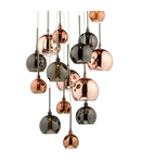 Lampa suspendata Aurelia 15lt Cluster Pendant Black Chrome & Copper/Bronze Glass