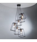 Lampa suspendata Tower 6 Light Cluster Pendant Matt Black & Copper