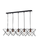 Lampa suspendata Midi Cage 5 Light Bar Pendant Matt Black Bright & Copper