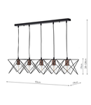 Lampa suspendata Midi Cage 5 Light Bar Pendant Matt Black Bright & Copper