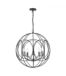 Lampa suspendata Phoenix 5 Light Pendant Matt Black With Polished Chrome Detail