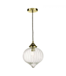 Lampa suspendata Mya 1 Light Single Pendant Antique Brass Glass