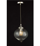 Lampa suspendata Mya 1 Light Single Pendant Polished Nickel Glass