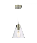 Lampa suspendata Jie 1 Light Pendant Antique Brass Glass