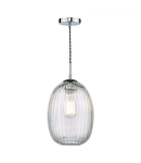 Lampa suspendata Gerard 1 Light Single Pendant Polished Chrome Ribbed Glass