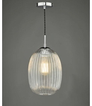 Lampa suspendata Gerard 1 Light Single Pendant Polished Chrome Ribbed Glass