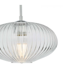 Lampa suspendata Edmond 1 Light Single Pendant Polished Chrome Ribbed Glass