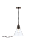 Lampa suspendata Laura Ashley Isaac Pendant Industrial Nickel Glass